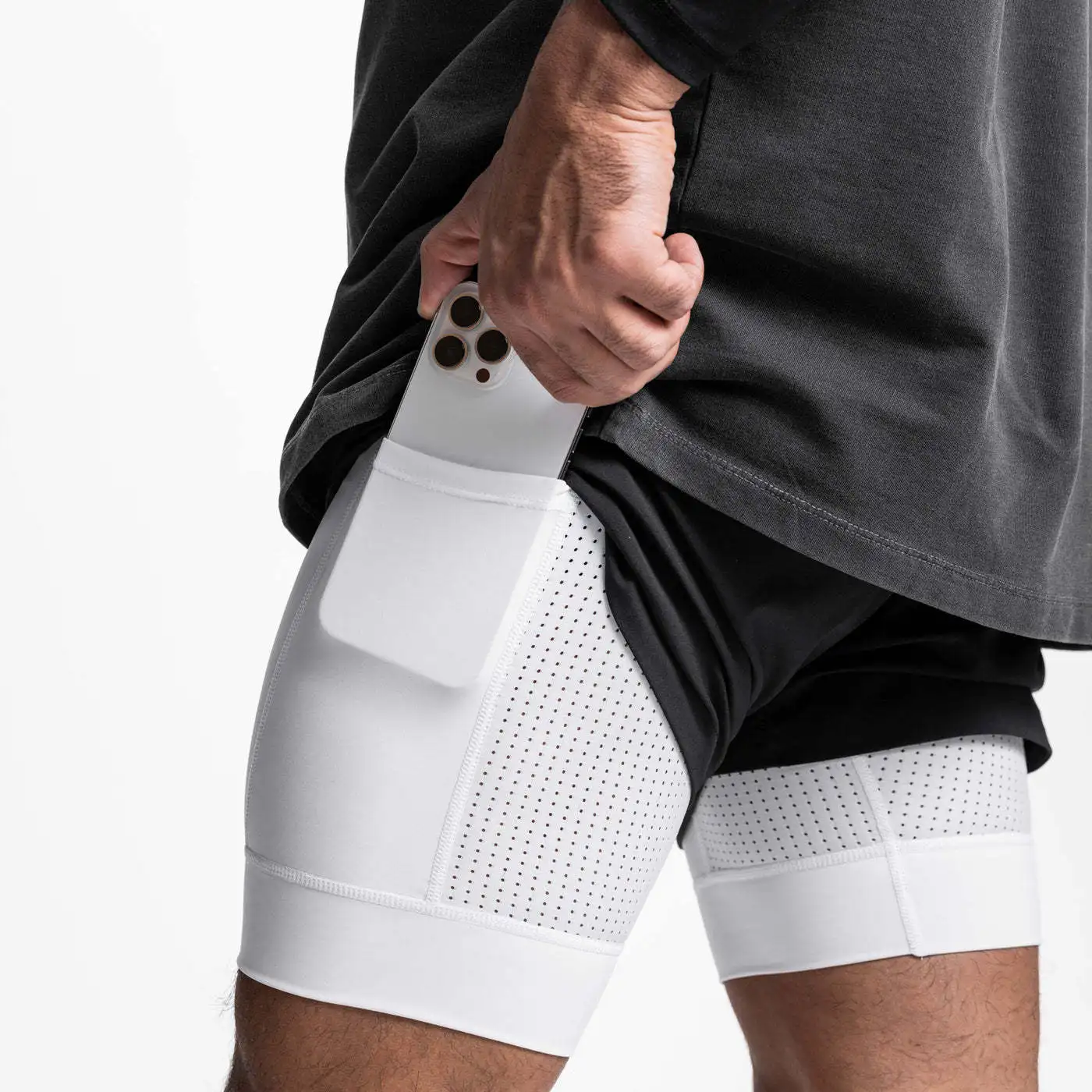 2025 NEW Men's Sports Shorts 2 in 1 Running Shorts Men's Double Layer Breathable Fitness Bodybuilding Training Jogging Shorts