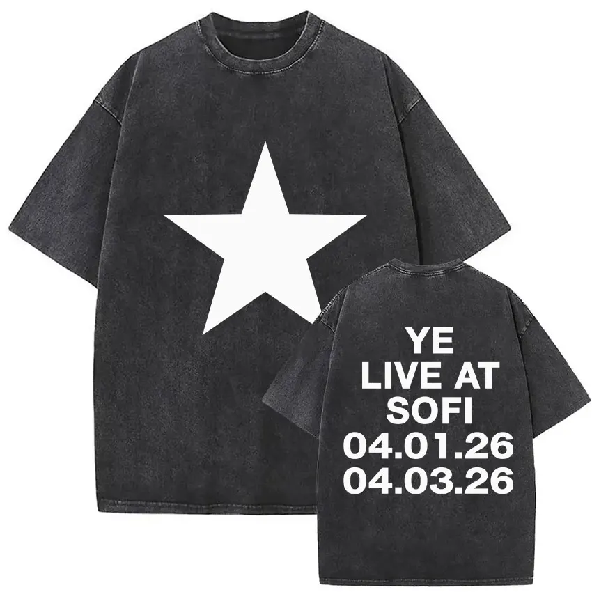 Vintage Washed Kanye West Ye Bully Album 2026 Graphic T Shirts Men's Hip Hop Oversized Fashion Cotton T-shirt Unisex Streetwear