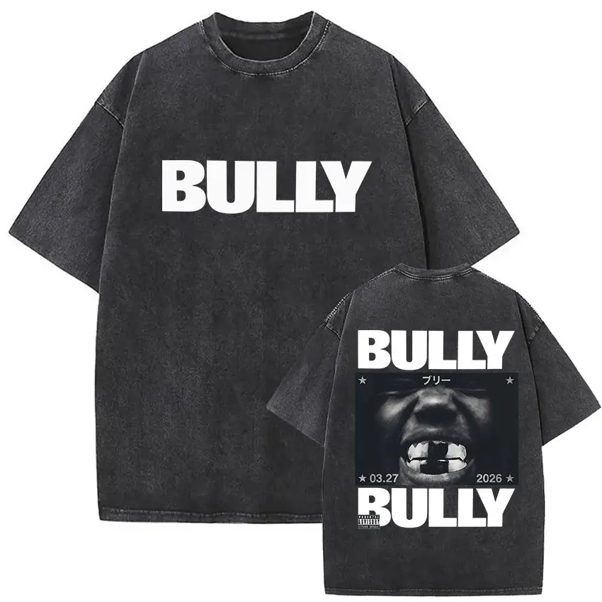 Vintage Washed Kanye West Ye Bully Album 2026 Graphic T Shirts Men's Hip Hop Oversized Fashion Cotton T-shirt Unisex Streetwear