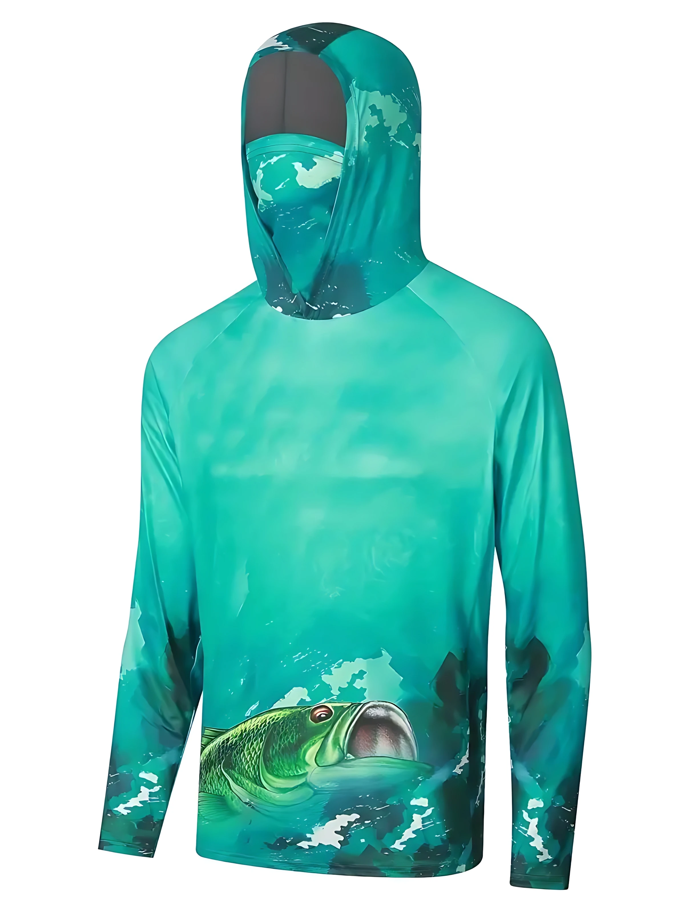 Fishing Shirt Hooded Men Fishing Clothes Outdoor Summer Mask Hoodie Sun Uv Protection Performance Jersey