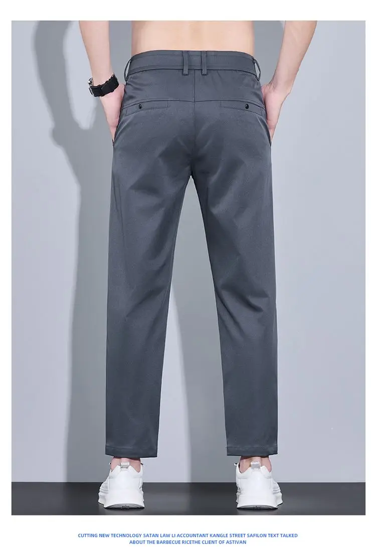 2026 New Spring Summer Ankle-Length Pants Men Straight Fit Fashion Thin Brand Clothing Solid Color Casual Trousers Male 28-38