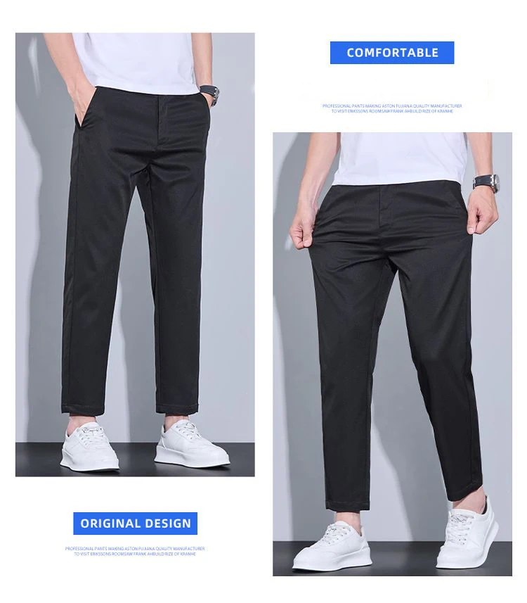 2026 New Spring Summer Ankle-Length Pants Men Straight Fit Fashion Thin Brand Clothing Solid Color Casual Trousers Male 28-38