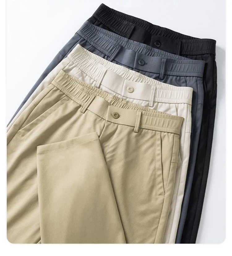 2026 New Spring Summer Ankle-Length Pants Men Straight Fit Fashion Thin Brand Clothing Solid Color Casual Trousers Male 28-38