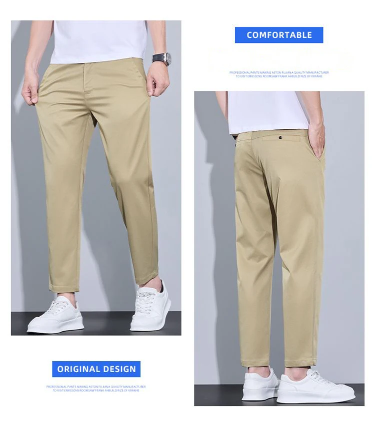 2026 New Spring Summer Ankle-Length Pants Men Straight Fit Fashion Thin Brand Clothing Solid Color Casual Trousers Male 28-38