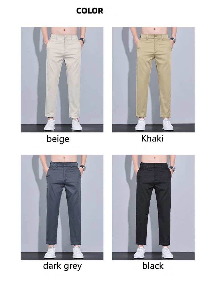 2026 New Spring Summer Ankle-Length Pants Men Straight Fit Fashion Thin Brand Clothing Solid Color Casual Trousers Male 28-38