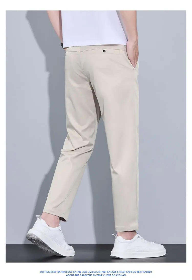 2026 New Spring Summer Ankle-Length Pants Men Straight Fit Fashion Thin Brand Clothing Solid Color Casual Trousers Male 28-38