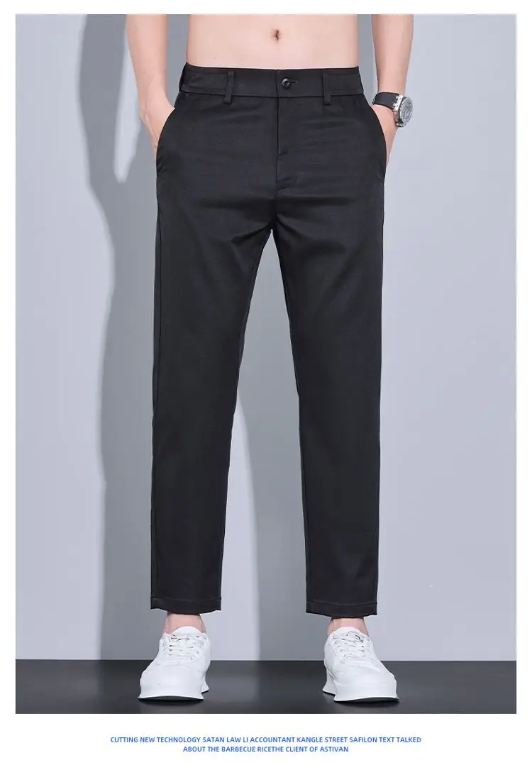2026 New Spring Summer Ankle-Length Pants Men Straight Fit Fashion Thin Brand Clothing Solid Color Casual Trousers Male 28-38