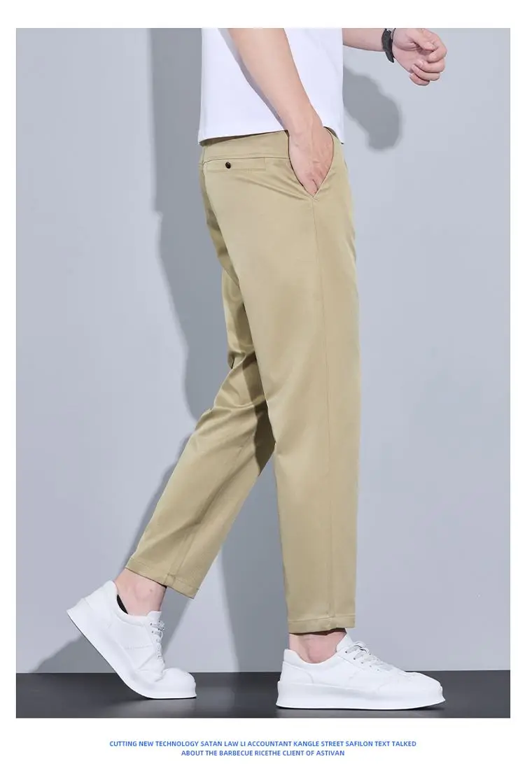 2026 New Spring Summer Ankle-Length Pants Men Straight Fit Fashion Thin Brand Clothing Solid Color Casual Trousers Male 28-38