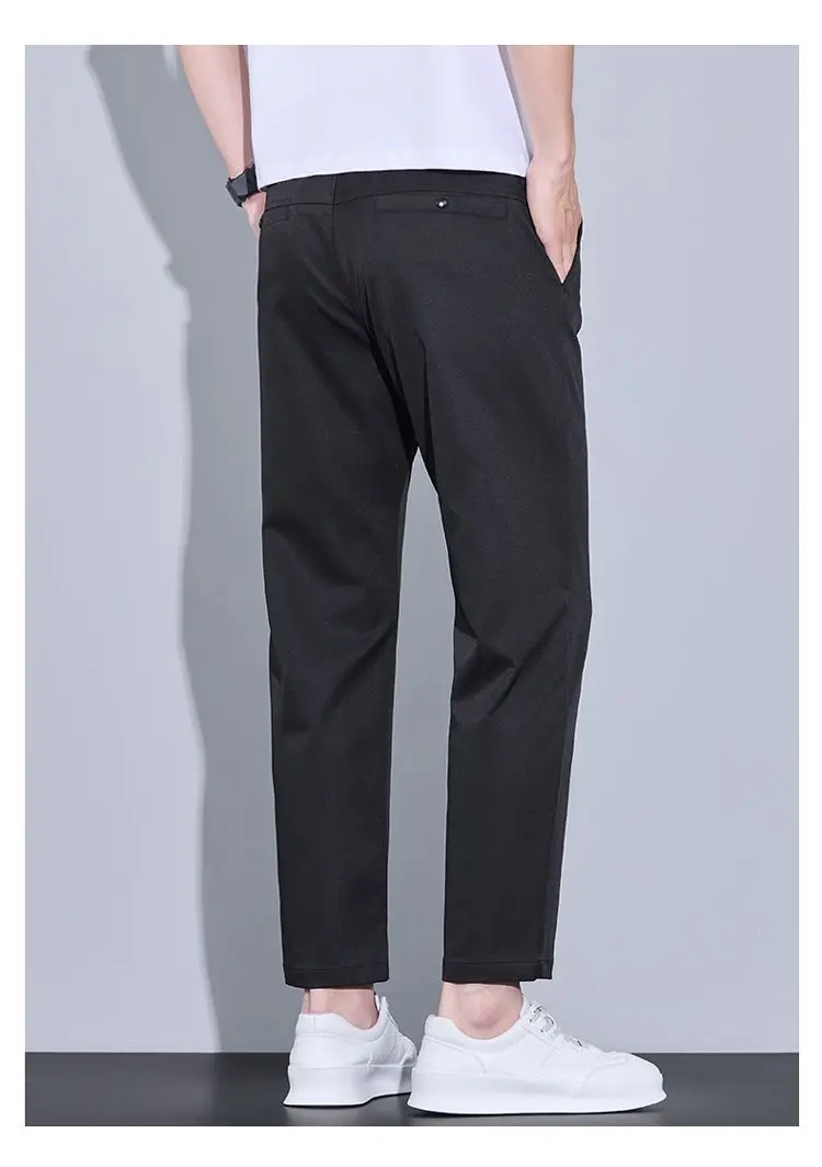 2026 New Spring Summer Ankle-Length Pants Men Straight Fit Fashion Thin Brand Clothing Solid Color Casual Trousers Male 28-38