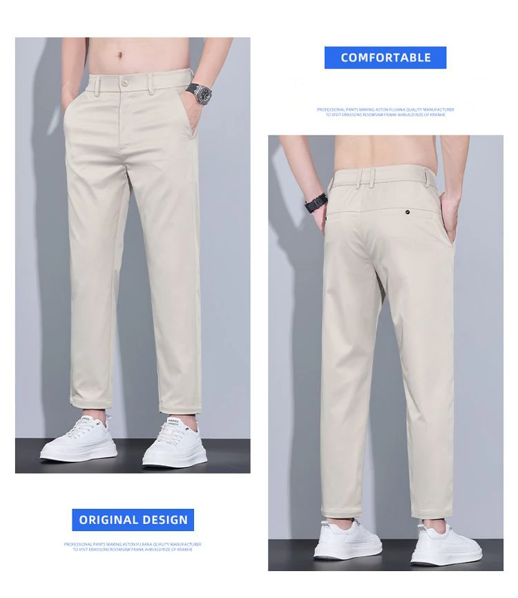 2026 New Spring Summer Ankle-Length Pants Men Straight Fit Fashion Thin Brand Clothing Solid Color Casual Trousers Male 28-38