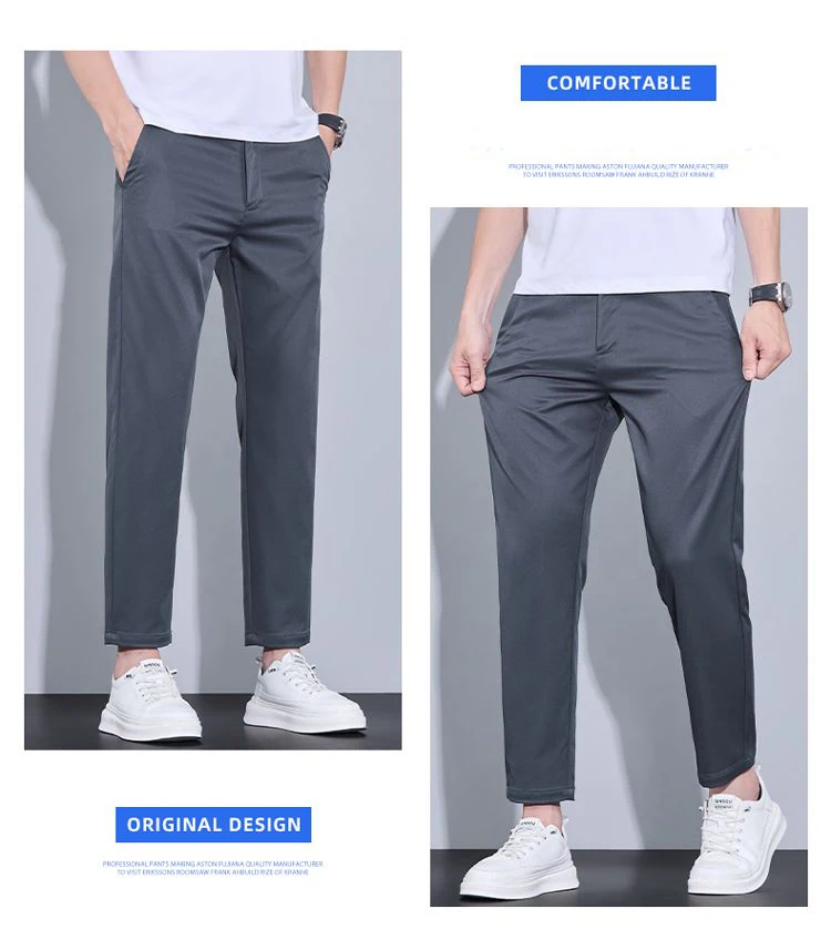 2026 New Spring Summer Ankle-Length Pants Men Straight Fit Fashion Thin Brand Clothing Solid Color Casual Trousers Male 28-38