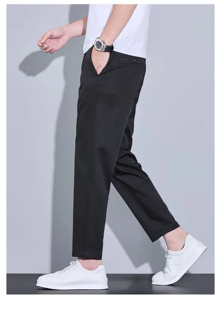 2026 New Spring Summer Ankle-Length Pants Men Straight Fit Fashion Thin Brand Clothing Solid Color Casual Trousers Male 28-38