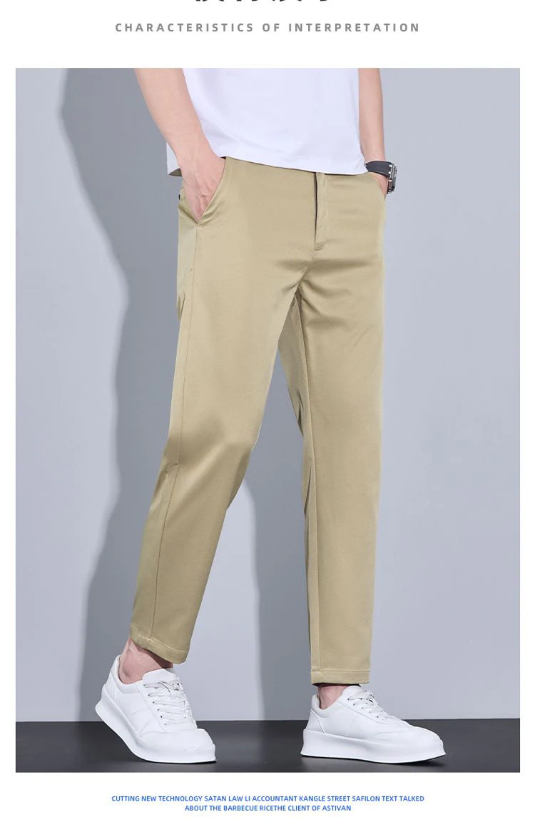2026 New Spring Summer Ankle-Length Pants Men Straight Fit Fashion Thin Brand Clothing Solid Color Casual Trousers Male 28-38