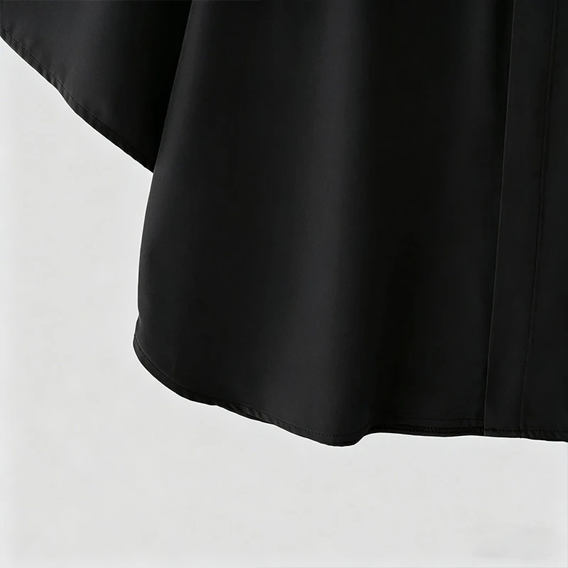 Japanese Style Men Stand Collar Half Sleeve Shirt Loose Oversized Solid Color Hidden Button Casual Blouse Lightweight Streetwear