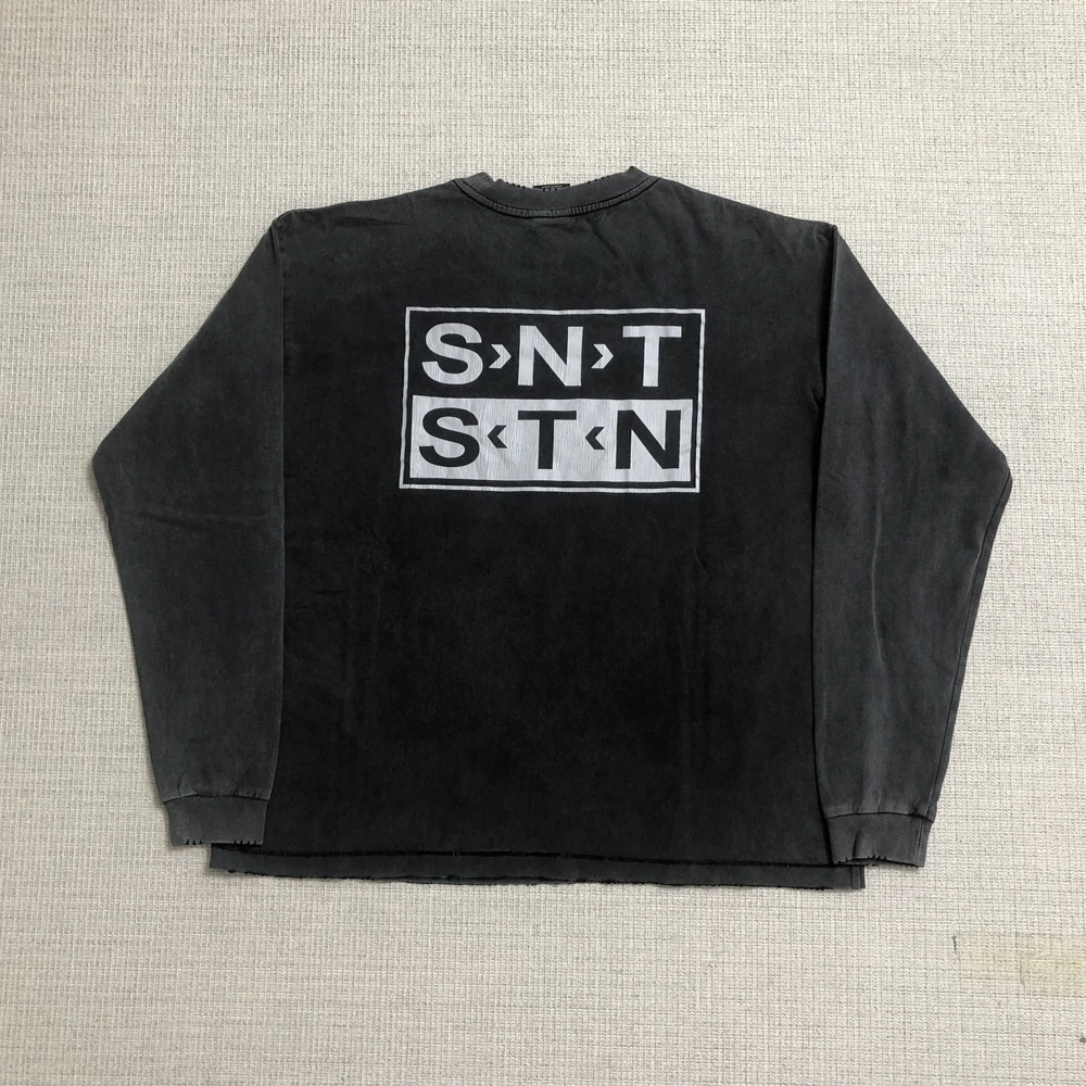 SAINT OF MICHAEL Best Quality Streetwear Vintage Long Sleeves Tee Casual Loose Oversize 100%Cotton Tops T Shirt For Men Unisex