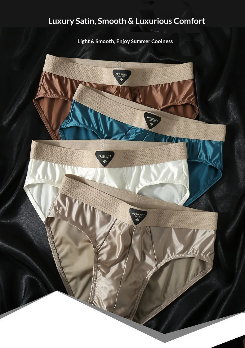 Men's Ice Silk Boxer Briefs 4-Pack Soft Smooth Daily Wear Shorts Multiple Colors Flat Corner Underwear
