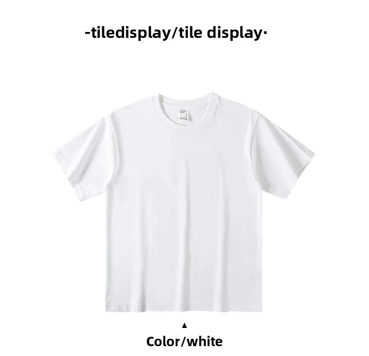 2026 Summer 600G Heavyweight Khaki Cotton T-shirt for Men's Minimalist Style Loose Casual Short Sleeved Top Base Shirt