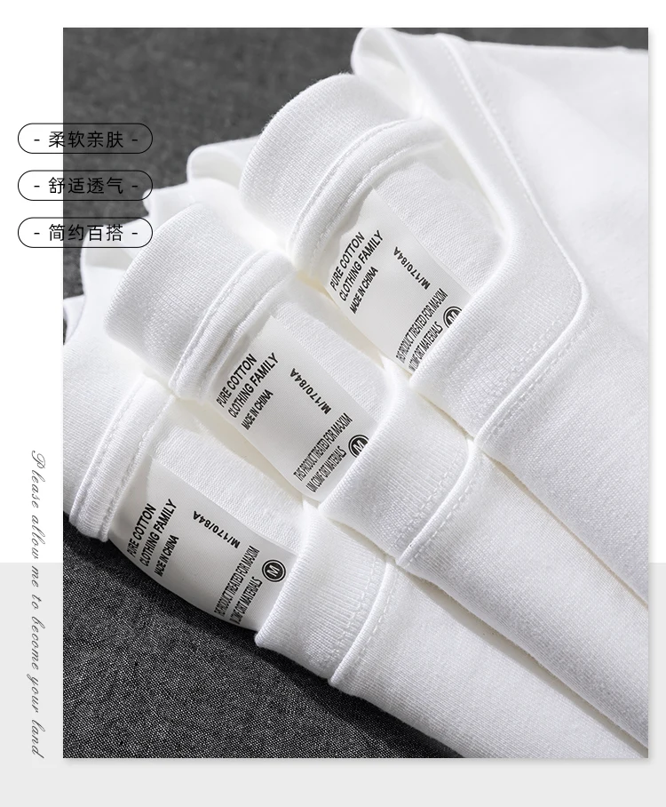 2026 Summer 600G Heavyweight Khaki Cotton T-shirt for Men's Minimalist Style Loose Casual Short Sleeved Top Base Shirt