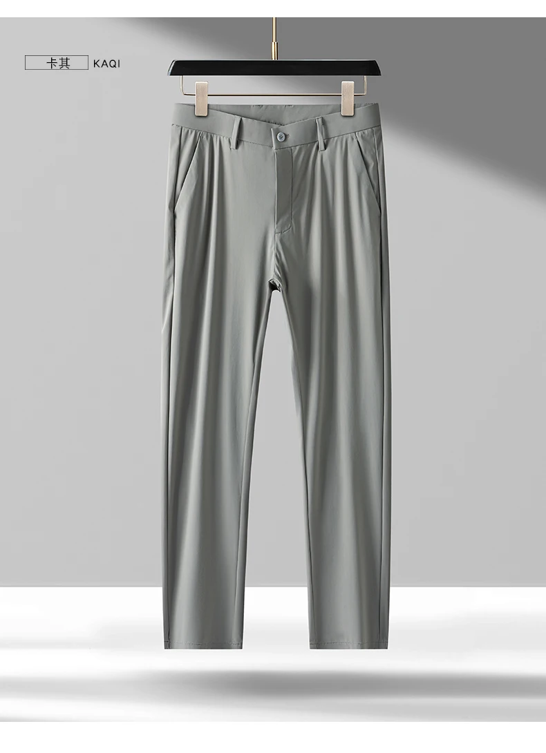 Brand Clothing 2026 Summer High Stretch Men's Casual Pants Quick Dry Business Straight Pants Thin Formal Suit Trousers Male 40