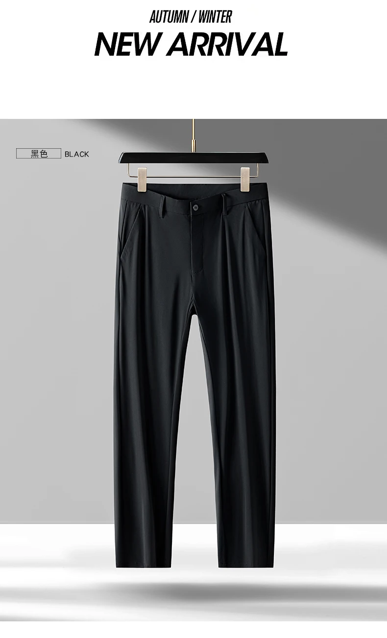 Brand Clothing 2026 Summer High Stretch Men's Casual Pants Quick Dry Business Straight Pants Thin Formal Suit Trousers Male 40