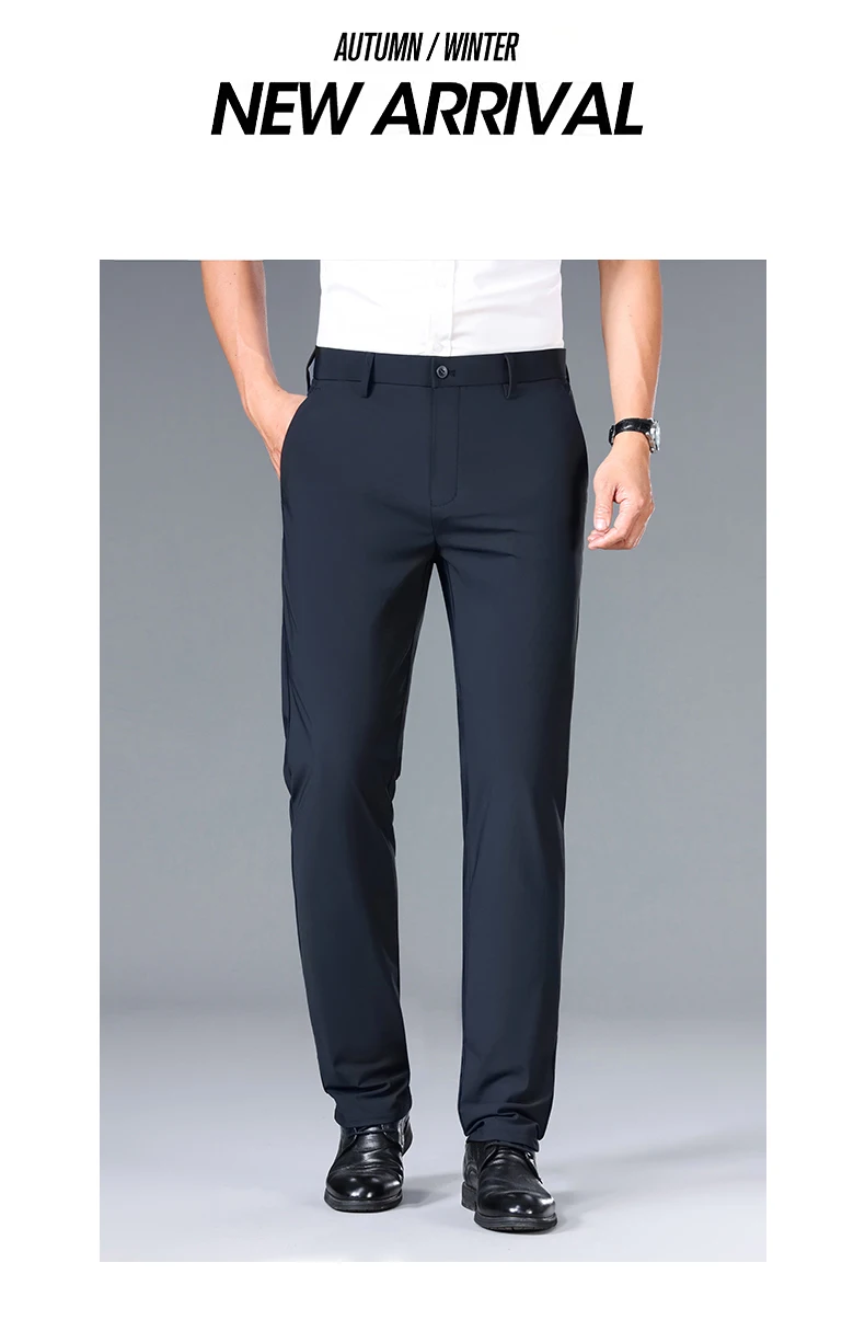 Brand Clothing 2026 Summer High Stretch Men's Casual Pants Quick Dry Business Straight Pants Thin Formal Suit Trousers Male 40