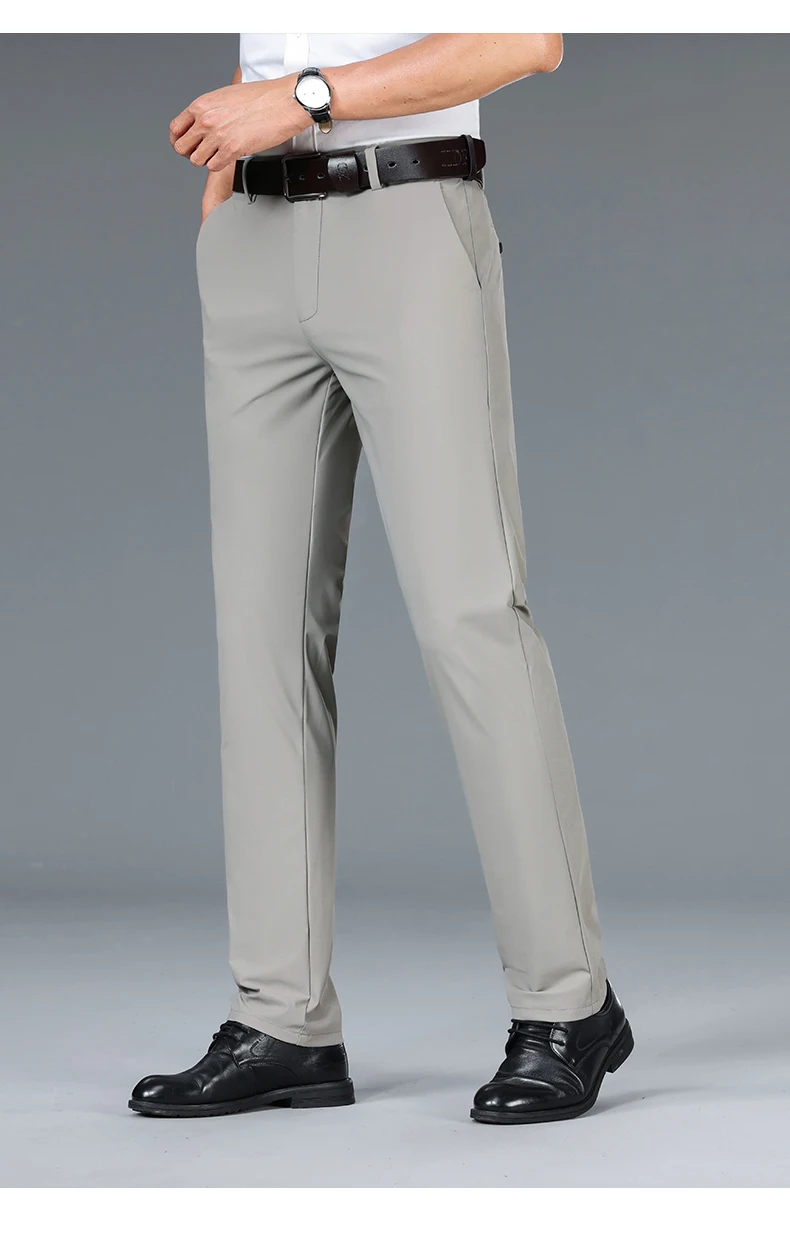 Brand Clothing 2026 Summer High Stretch Men's Casual Pants Quick Dry Business Straight Pants Thin Formal Suit Trousers Male 40