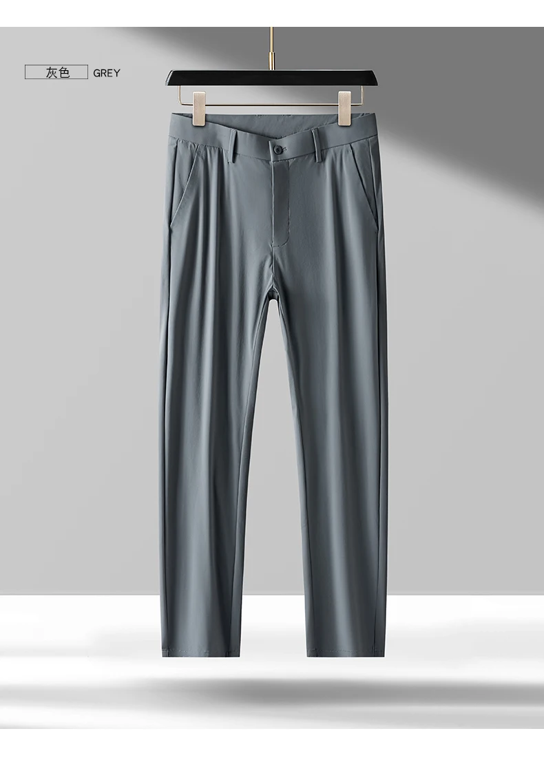 Brand Clothing 2026 Summer High Stretch Men's Casual Pants Quick Dry Business Straight Pants Thin Formal Suit Trousers Male 40