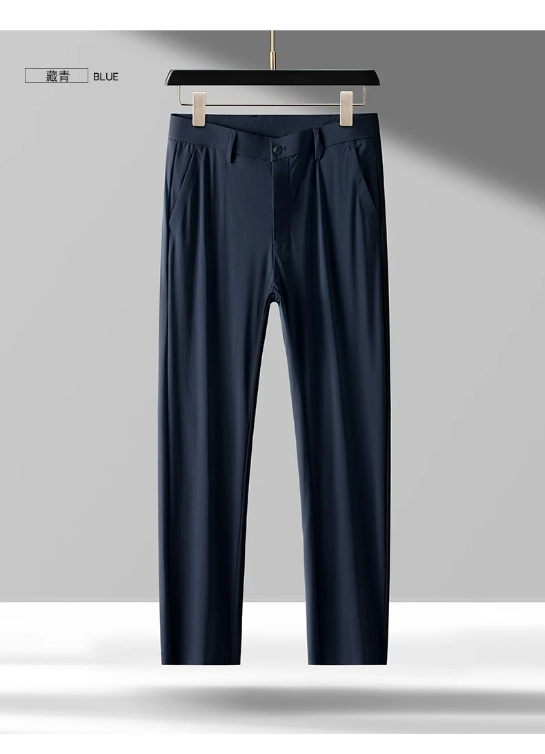 Brand Clothing 2026 Summer High Stretch Men's Casual Pants Quick Dry Business Straight Pants Thin Formal Suit Trousers Male 40