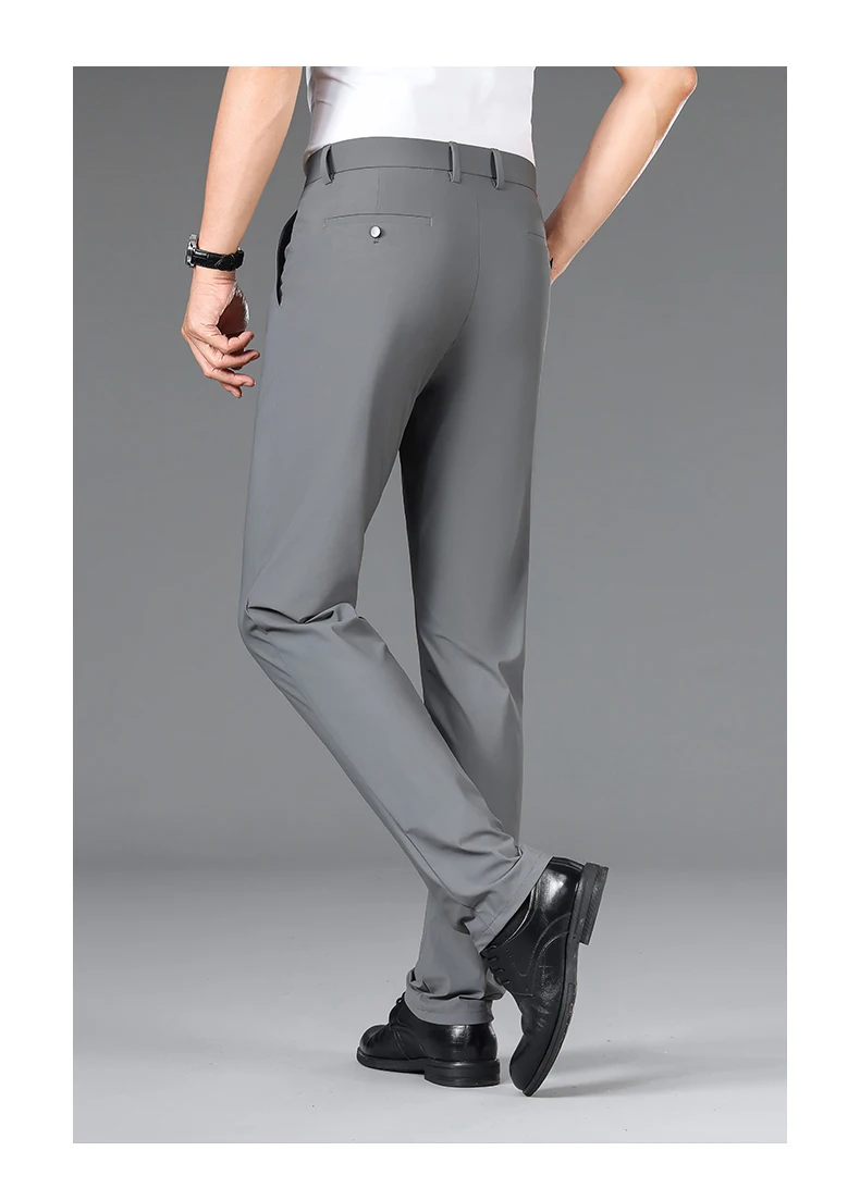 Brand Clothing 2026 Summer High Stretch Men's Casual Pants Quick Dry Business Straight Pants Thin Formal Suit Trousers Male 40