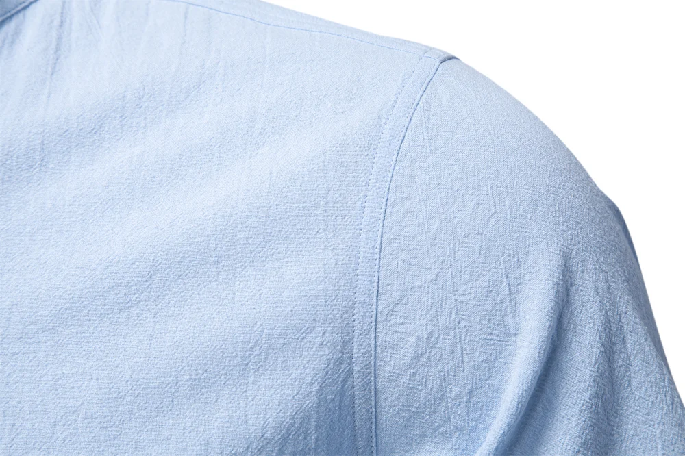 AIOPESON Mens Short Sleeve Solid Color Linen Shirt Turn Down Collar Casual Summer Breathable Comfort Shirt