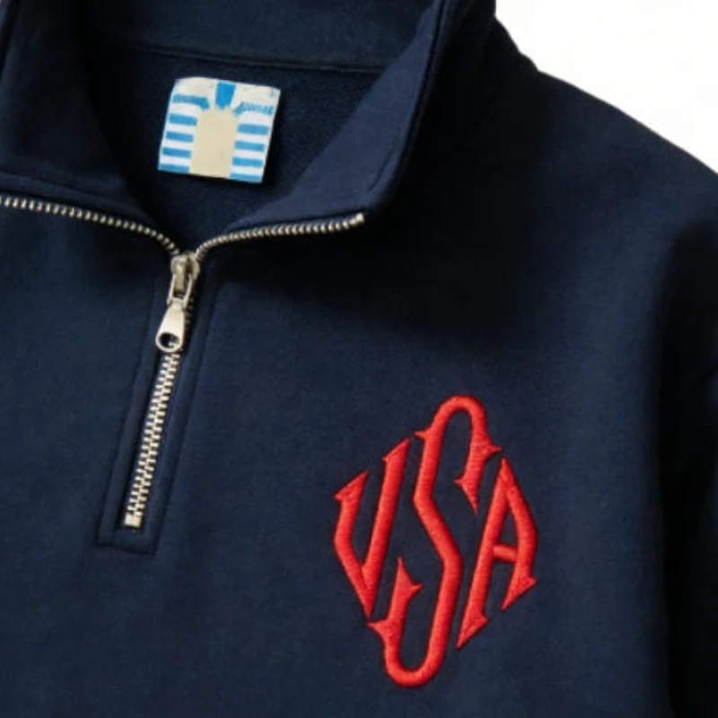 Y2K Vintage Harajuku USA Flag Quarter Zip Sweatshirt American Style Pullover Streetwear Oversized Unisex Casual Long Sleeve Top