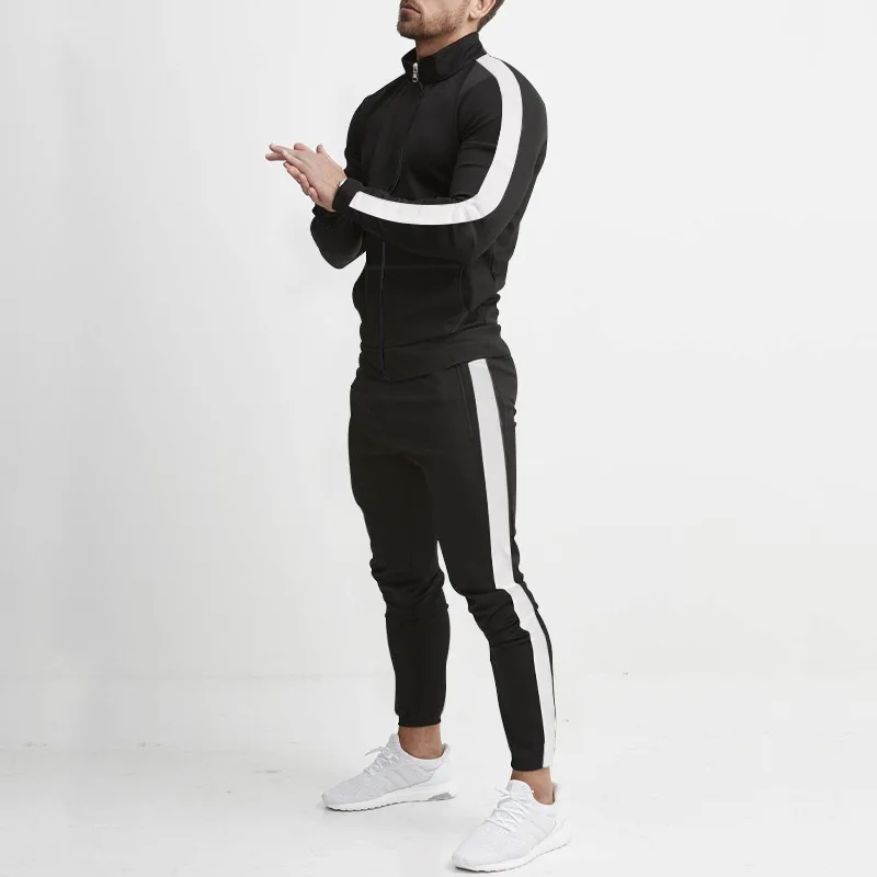 Cross-Border Europe, America, Autumn and Winter New Casual Men's Sports Suit Color Matching Men's Clothing
