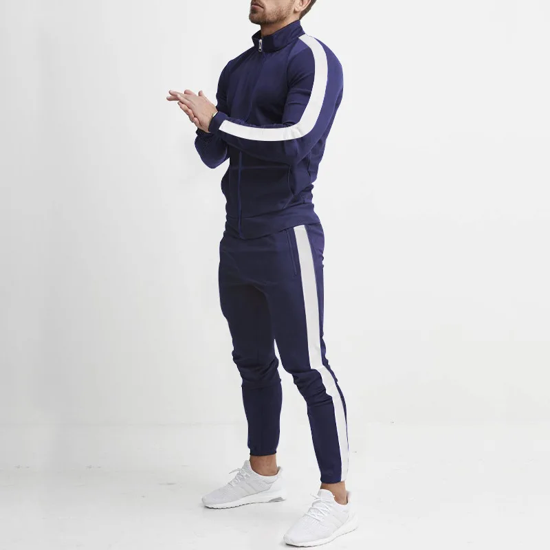 Cross-Border Europe, America, Autumn and Winter New Casual Men's Sports Suit Color Matching Men's Clothing
