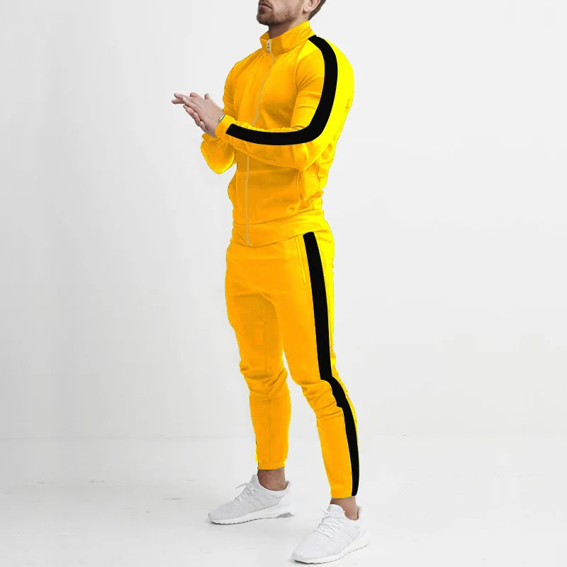 Cross-Border Europe, America, Autumn and Winter New Casual Men's Sports Suit Color Matching Men's Clothing