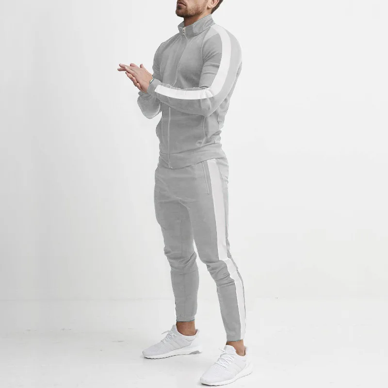 Cross-Border Europe, America, Autumn and Winter New Casual Men's Sports Suit Color Matching Men's Clothing