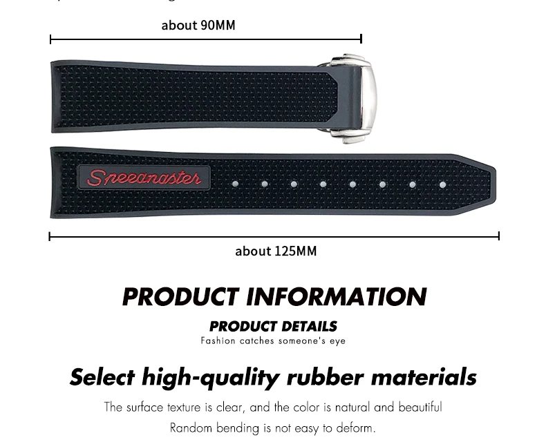 20mm 21mm 19mm 18mm 22mm Quality Natural Rubber Silicone Watch Band for Omega Speedmaster Watch Seamaster Deployment Clasp Strap