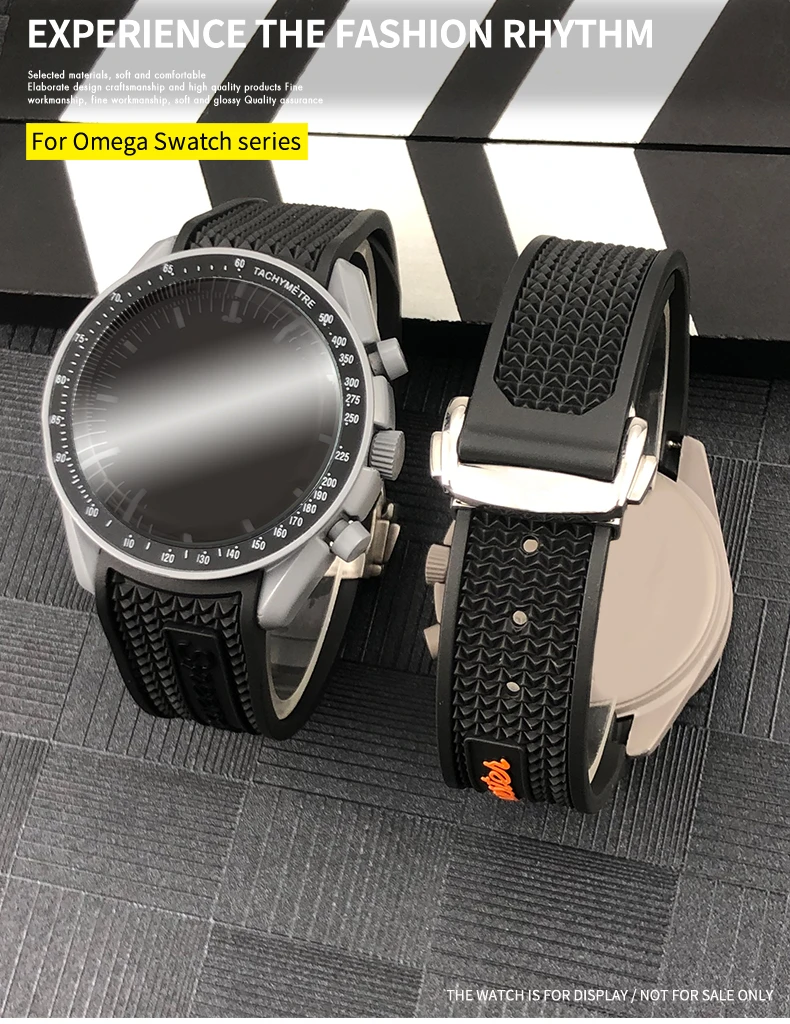 20mm 21mm 19mm 18mm 22mm Quality Natural Rubber Silicone Watch Band for Omega Speedmaster Watch Seamaster Deployment Clasp Strap