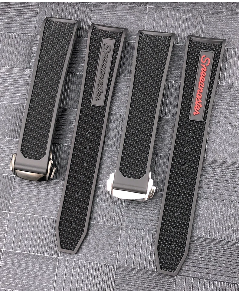 20mm 21mm 19mm 18mm 22mm Quality Natural Rubber Silicone Watch Band for Omega Speedmaster Watch Seamaster Deployment Clasp Strap