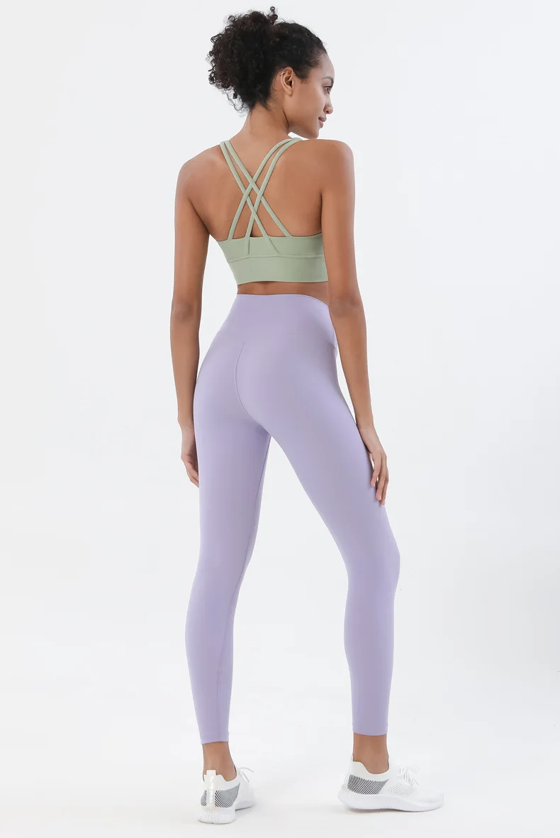 SOISOU Nylon Yoga Set Women's Tracksuit Gym Fitness Set Woman 2 Pieces Leggings Sports Bra Breathable Sportwear Woman Clothes