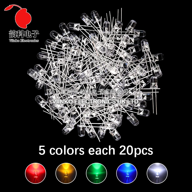3MM 5MM Light Emitting Diodes Electronics Kit Box F3 F5 LED Diode Assorted Kit White Green Red Blue Yellow Orange