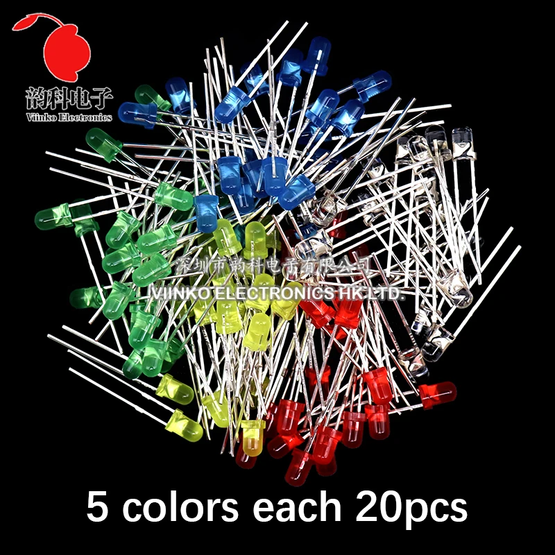 3MM 5MM Light Emitting Diodes Electronics Kit Box F3 F5 LED Diode Assorted Kit White Green Red Blue Yellow Orange