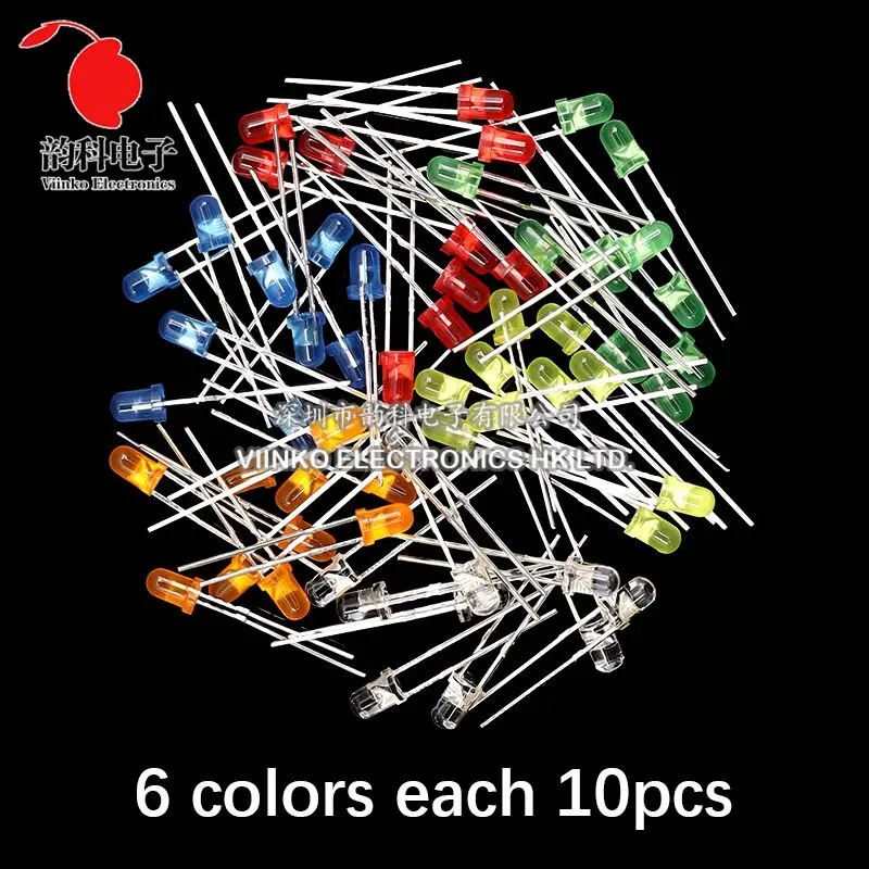 3MM 5MM Light Emitting Diodes Electronics Kit Box F3 F5 LED Diode Assorted Kit White Green Red Blue Yellow Orange
