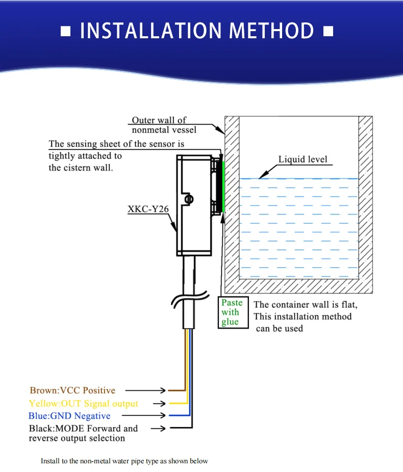 XKC-Y26 Non-Contact Liquid Level Switch Externally Attached Pipeline Water Level Sensor Liquid Sensor Water Level Detector