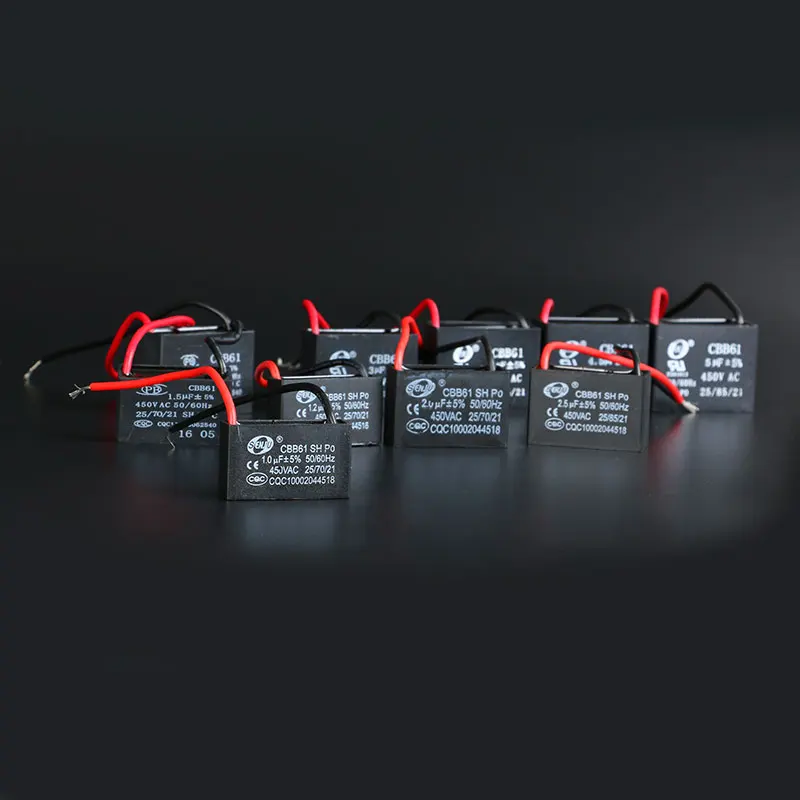 CBB61 Fan Starting Capacitor 1uf / 1.2uf/1.5uf/1.8uf/2uf/2.2uf/2.5uf/2.7uf/3uf/3.5uf/4uf/4.5uf/5uf/6uf/7uf/8uf Ceiling Fan Range