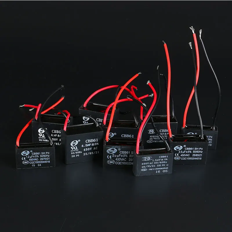 CBB61 Fan Starting Capacitor 1uf / 1.2uf/1.5uf/1.8uf/2uf/2.2uf/2.5uf/2.7uf/3uf/3.5uf/4uf/4.5uf/5uf/6uf/7uf/8uf Ceiling Fan Range