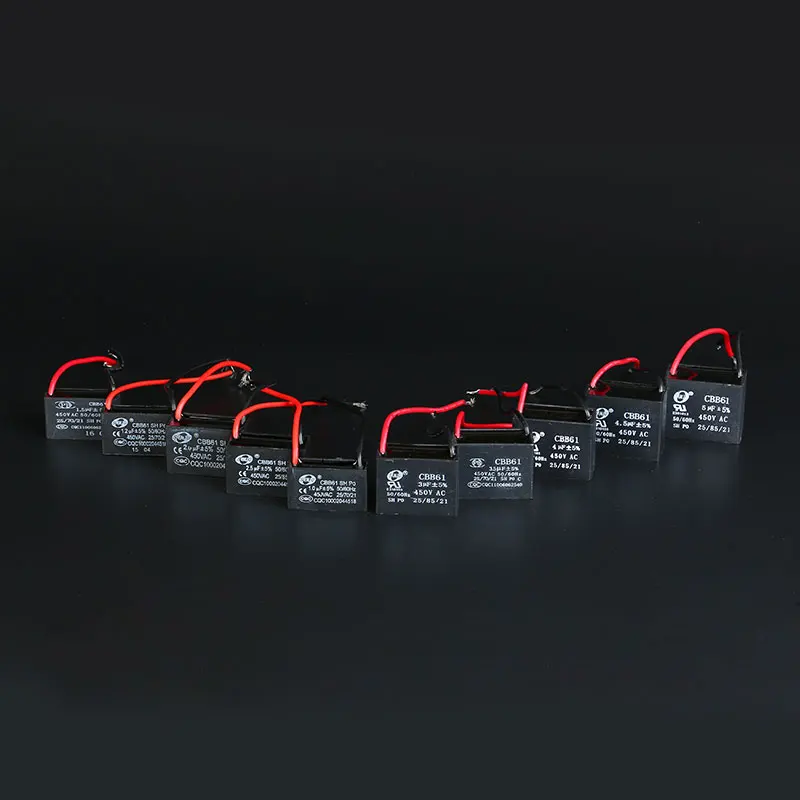 CBB61 Fan Starting Capacitor 1uf / 1.2uf/1.5uf/1.8uf/2uf/2.2uf/2.5uf/2.7uf/3uf/3.5uf/4uf/4.5uf/5uf/6uf/7uf/8uf Ceiling Fan Range