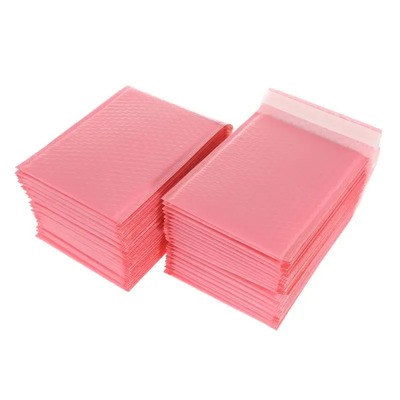 100pcs Bubble Mailers Padded Envelopes Pearl Film Gift Present Mail Envelope Bag For Book Magazine Lined Mailer Self Seal Pink