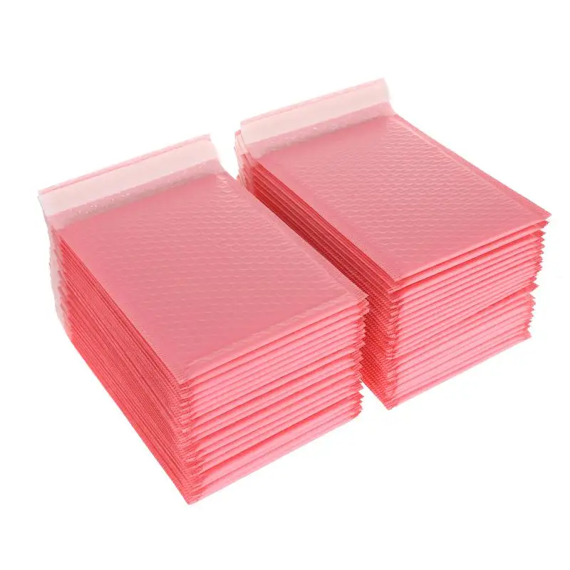 100pcs Bubble Mailers Padded Envelopes Pearl Film Gift Present Mail Envelope Bag For Book Magazine Lined Mailer Self Seal Pink