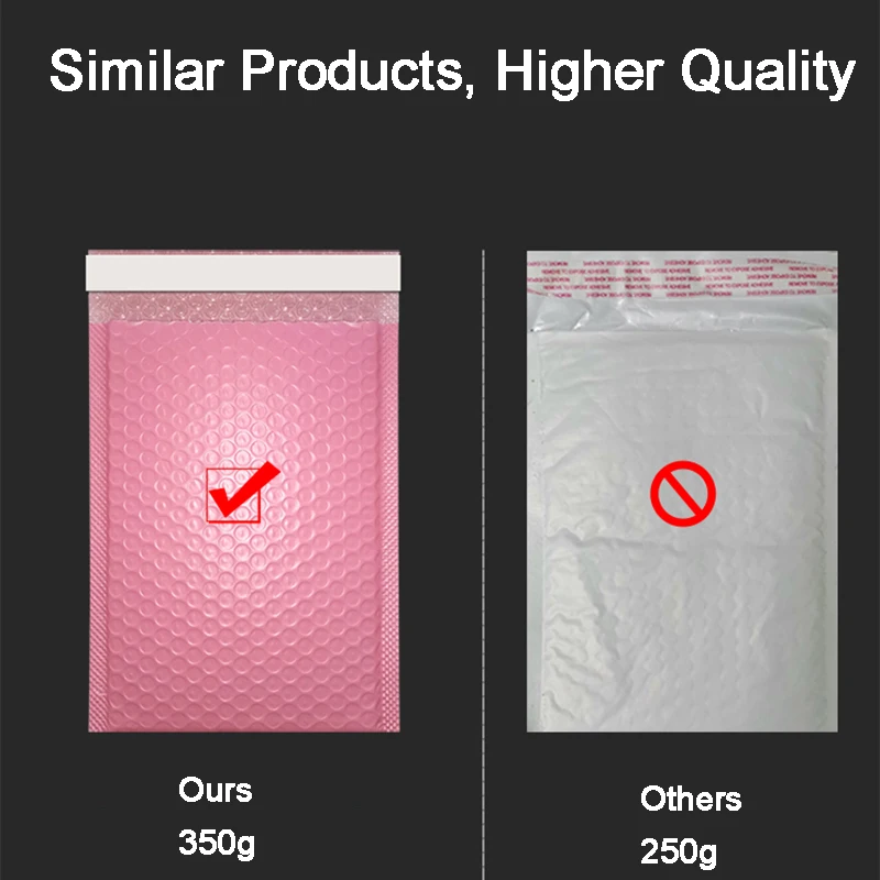 100pcs Bubble Mailers Padded Envelopes Pearl Film Gift Present Mail Envelope Bag For Book Magazine Lined Mailer Self Seal Pink
