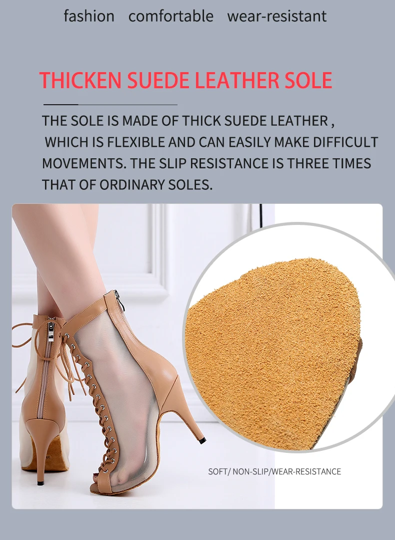 Woman High Tip Ballroom Dance Shoes Woman Ruber Insole Latino Salsa Dancing Shoes For Girls Soft Bottom Practice Latin Shoes